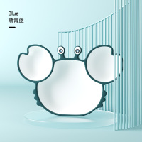 宝宝餐盘吸盘分格盘婴儿童学吃饭卡通可爱防摔餐具套装硅胶辅食碗 黛青蓝