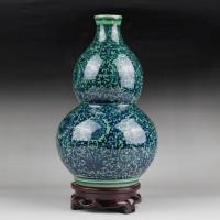 景德镇陶瓷器古青花瓷迷你小花插花瓶家居装饰品博古架摆件 青釉葫芦