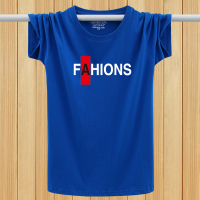 2020夏装新款男士短袖T恤加肥加大码纯棉半袖上衣男装印花体恤衫 宝蓝色(FA款) M