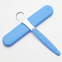 舌苔清洁神器去除口臭通用舌苔刷清理舌苔便携式洗舌头成人不锈钢 不锈钢-蓝色