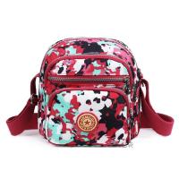 2020新款女士单肩斜跨包多层花布包女斜挎妈妈包轻便尼龙帆布百搭 款1迷彩粉