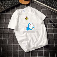 夏装新款男女T恤情侣装夏季ins潮牌学生宽松纯棉动漫白色港风短袖 白色-纯棉 S