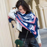 围巾女士春秋民族风超大百搭披肩韩版长款旅游拍照防晒丝巾多功能 小帆条纹
