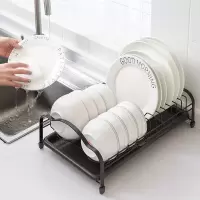 家用双层水槽沥水架 厨房铁艺带水盘碗架碗筷碟子餐具收纳置物架j