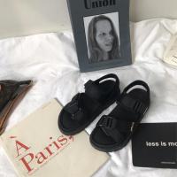 小sun家 韩版原宿厚底凉鞋2021年新款女ins潮复古学生罗马休闲鞋 黑色 35