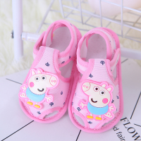 0-1岁婴儿鞋春夏季凉鞋软底学步鞋6-12月男女宝宝布鞋新生儿鞋子 小猪凉粉 内长10.5cm 11码/适合0-4月