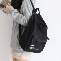 NR简约大容量背包男双肩包黑色书包女大学生背包女双肩百搭大小款 黑色 中号
