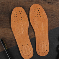 真皮鞋垫男吸汗防臭透气吸汗防臭加厚猪皮牛皮鞋垫运动软底舒适 真皮有孔(二双装)加厚 36