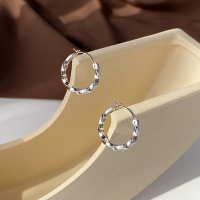 圆圈款耳环2021年新款潮耳圈女气质韩国冷淡风耳坠网红高级感耳饰 银色扭曲圈圈-2cm