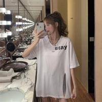 胖妹妹T恤港风气质宽松短袖上衣女装2021年夏季新款字母显瘦衬衣 白色 均码[建议80-100斤]