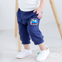 男童七分裤夏季薄款宝宝短裤儿童裤子小童外穿夏装中裤运动裤童装 蓝火车 收口薄款 90cm 可开档