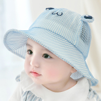 婴儿防护帽防飞沫宝宝帽子儿童隔离帽婴幼儿遮脸面部罩防唾沫面罩 [无TPU面罩]-蓝/动物园 [44码]:建议1-4个月/