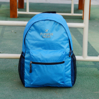 户外旅游超轻超薄可折叠皮肤包便携防水旅行双肩背包男女学生书包 宝蓝 刺绣商标