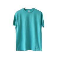 230克重磅高品质 提夫尼蓝 马卡龙蓝色纯棉短袖T恤 男女情侣bf风 蒂芙尼蓝 (马卡龙蓝/水绿色) S