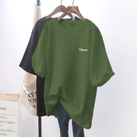 2021夏季新款薄款小众设计感大码情侣女装上衣服白色宽松短袖t恤 绿色 M