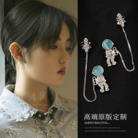 张子枫同款耳环2021年新款潮太空人耳骨夹冷淡风高级感小众耳饰女 太空人耳环