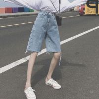 牛仔短裤港风网红五分裤女宽松直筒学生日系港味2020新款ins外穿 浅蓝色 2XL