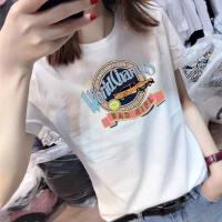 纯色短袖t恤女纯棉修身2021年新款白色卡通体恤半袖洋气ins潮上衣 白色冠军车子 S 90斤以下