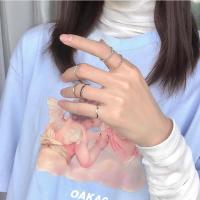 戒指女ins潮一套时尚个性食指关节戒冷淡风网红小指尾戒情侣简约 0478A#戒指套装[一套七只] 内径约1.4—1.7c