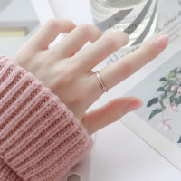 冷淡风chic戒指女时尚网红细版磨砂男女情侣对戒尾戒个性钛钢食指 2mm磨砂玫瑰金4号