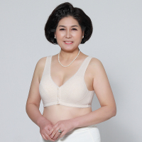 妈妈内衣女士中老年人前扣文胸背心式无钢圈纯棉大码胸罩50岁夏薄 肤色(彩棉59款) 36/80