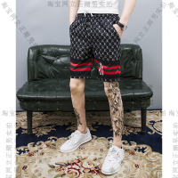 冰丝速干短裤男士五分裤潮牌休闲网红沙滩裤社会欧洲站半截裤中裤 黑色 M 100-110斤