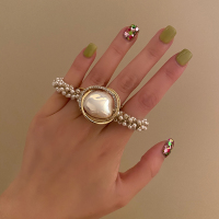 韩国重工珍珠气质头绳女2021年新款网红扎马尾ins风轻奢发圈发饰 香槟色