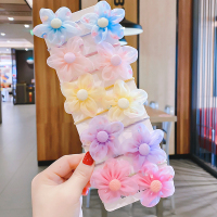 儿童韩国五瓣花发圈网红公主不伤发扎头绳女童卡通小皮筋头绳头饰 网纱系五瓣花-10根[收藏加购 优先发货]