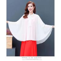 2021夏季新款斗篷外套女宽松披风外搭雪纺披肩防晒衣薄款开衫系带 白色 均码 80-170斤可穿