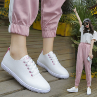 镂空小白鞋春夏季2020新款百搭女鞋韩版学生平底鞋子休闲运动单鞋 898皮面粉红色 标准码 35