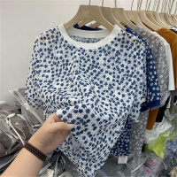 欧货碎花雪纺小衫短袖t恤女2021夏季新款设计感小众时尚上衣ins潮 白色 M