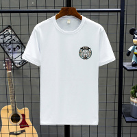 夏季新款男士短袖t恤打底衫新疆纯棉上衣服宽松潮流半袖体恤男装 虎头白色 M