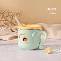 [新品]宝宝水杯儿童吸管杯喝奶杯子家用喝水防摔学饮杯 谧月绿180ml[防摔防烫] 180mL 不锈钢