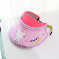 儿童防晒帽夏季薄款空顶帽遮阳帽男童女童帽子婴儿幼儿宝宝太阳帽 粉紫色猫咪 约2-12岁[可大范围调节帽围大小 均码