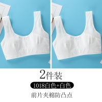 发育期小背心女学生少女内衣9-12岁大童小学初中16岁纯棉女童文胸 1018白色+白色 均码(体重65-100斤)