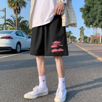 短裤男夏季外穿薄款ins港风云朵印花裤子男五分沙滩裤 黑色 M