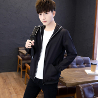 2021夏季韩版皮肤衣男装超薄冰丝户外工装外套防晒衣服百搭男夹克 S1855黑色 M