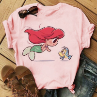 Princess t shirt 2020INS超火公主与小萌宠印花女士粉色夏季T恤 C1 S 成人
