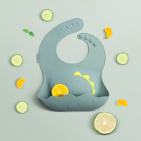 宝宝吃饭围兜硅胶婴儿童夏季辅食饭兜防水围嘴小孩口水神器 伯尔青