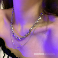 不掉色 双层项链女ins嘻哈 简约百搭冷淡风小众设计感锁骨链女夏 钛钢双层项链