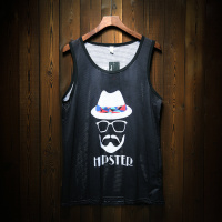 潮牌运动无袖跨栏篮球衣服速干透气网状冰丝汗背心男宽松网眼上衣 帽子款 M