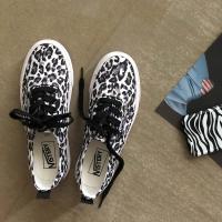 林先参 豹纹帆布鞋女鞋学生韩版休闲百搭平底复古港味板鞋子ins潮 灰色 35