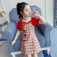 女童旗袍裙子夏装小女孩公主裙洋气儿童汉服潮夏季2021新款连衣裙 红色+ 110码建议身高100厘米左右