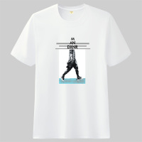 夏季男士短袖t恤打底衫潮牌纯棉上衣服宽松潮流半袖圆领体恤男装 型男白色 M