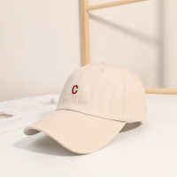 帽子女韩版潮百搭鸭舌帽ins男潮牌夏季网红显脸小遮阳太阳棒球帽 米白色小c 可调节