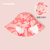 新生婴儿帽子夏季薄款儿童纱布渔夫太阳帽宝宝防晒遮阳帽 草莓红 S(头围48cm以内) 按实际头围选择[可调节帽围]