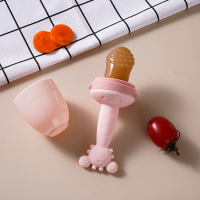 贝斯哈姆螃蟹咬咬乐婴儿果蔬咬袋宝宝奶嘴牙胶水果辅食器 粉色(防掉链)