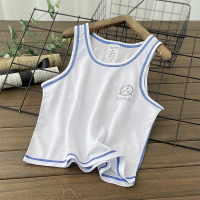 儿童速干衣球服宝宝短袖t恤背心221夏天男女童球衣套装运动上衣 白色背心 110cm