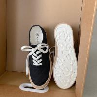 学生奶油帆布鞋女夏2021年新款小众原创鞋子ins潮厚底小白鞋板鞋 黑色 脚宽胖请拍大一码 35