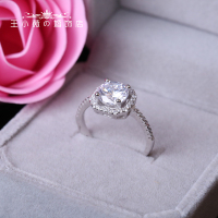 结婚情侣活口对戒奢华真钻戒男女一对开口可调节求婚戒指假道具 方形活口镀银女戒 【礼盒装】